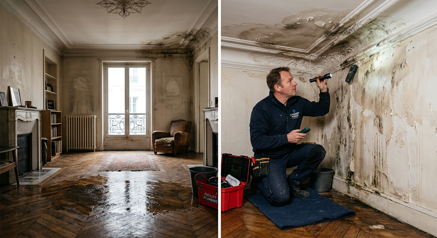Gestion d'un dégât des eaux en urgence dans un appartement à Évry-Courcouronnes