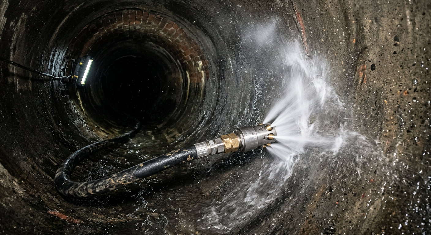 Hydrocurage haute pression d'une canalisation à Évry-Courcouronnes