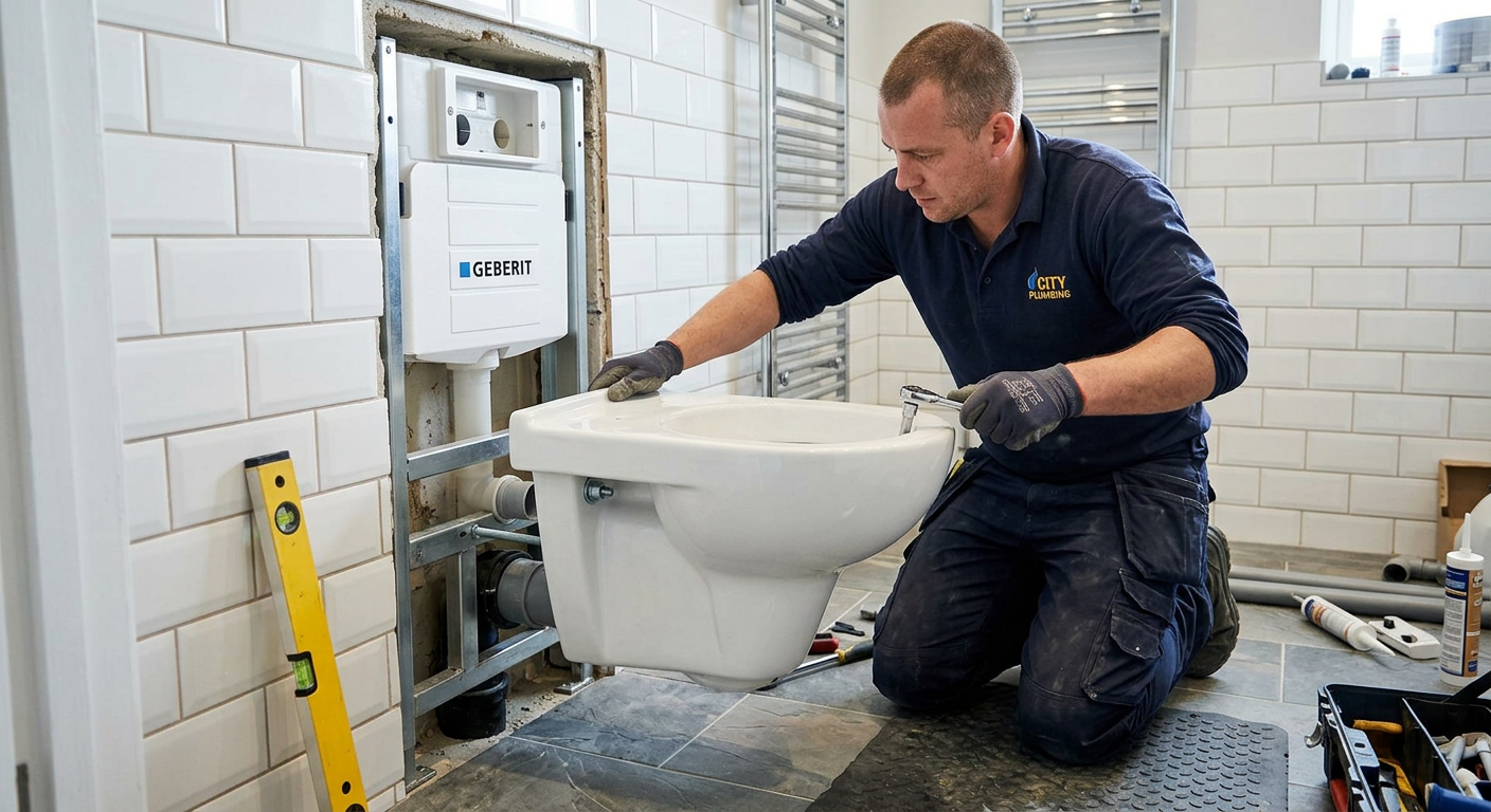 Pose de WC suspendu par un plombier à Évry-Courcouronnes 91