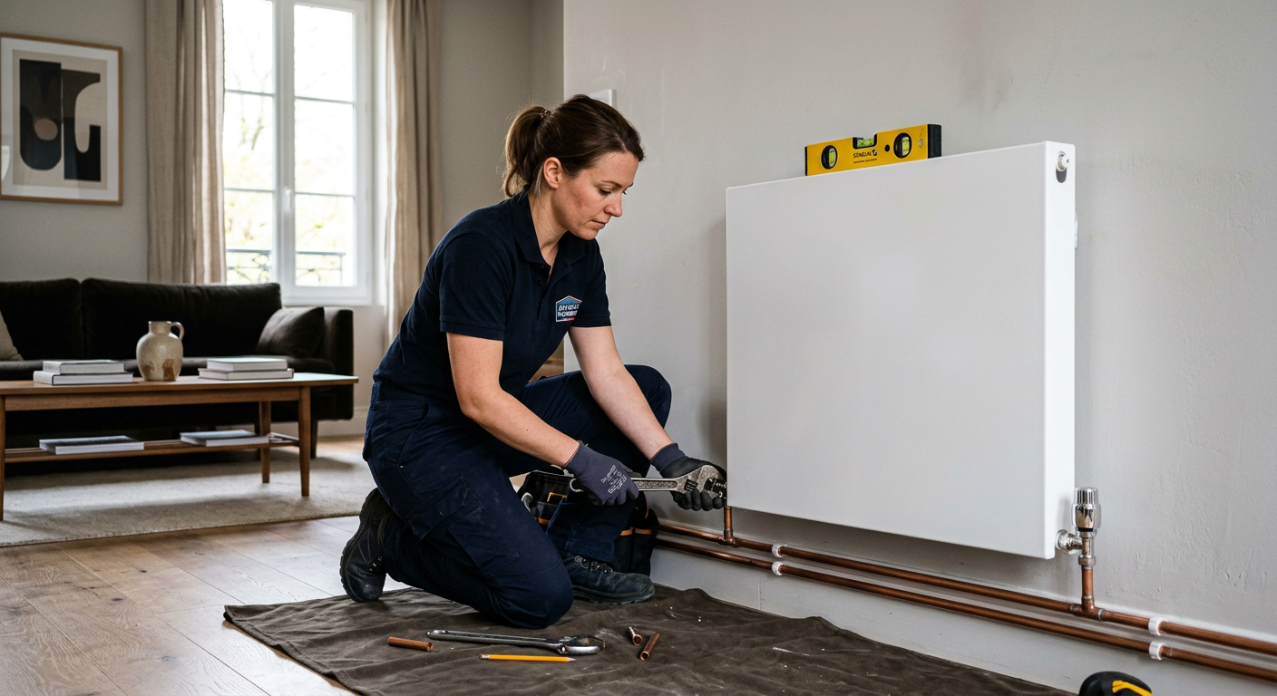 Remplacement de radiateur avec robinet thermostatique à Évry-Courcouronnes